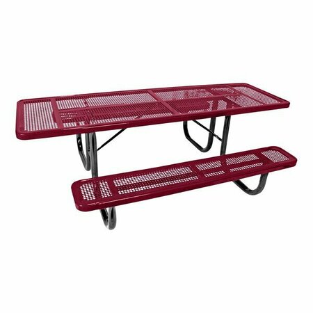 ULTRA SITE 8' Burgundy Extra HD Double-Sided ADA Rectangular Perforated Table 96'' x 68 15/16'' x 30 5/16 38A238HP8BG